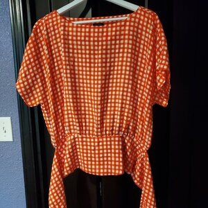 Ann Taylor Gingham Tie-Waist Blouse – Size M